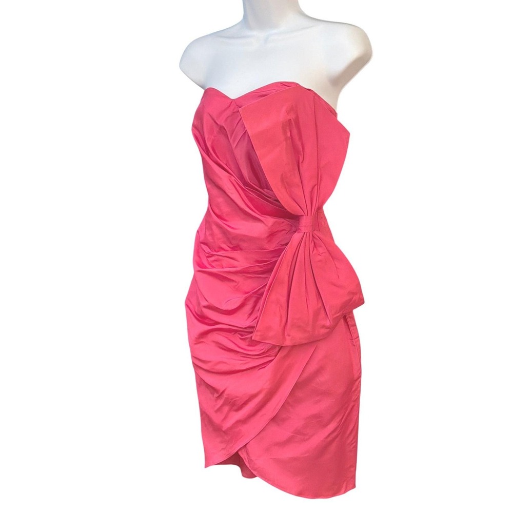 Vtg Climax David Howard Strapless Bow Dress Barbiecore 80s Prom Cocktail